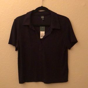 Cropped black polo